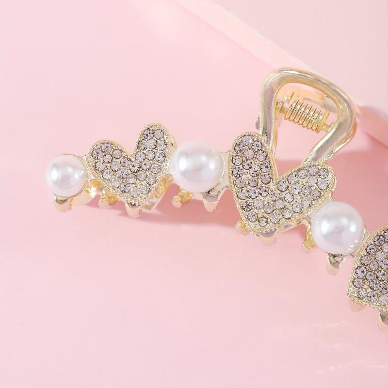 Butterfly Rhinestone Hair Claw Faux Pearl Shark Claw Hair Accessories