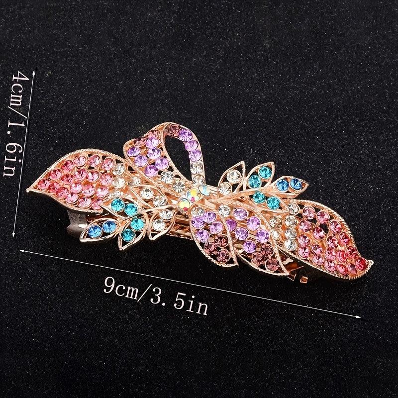Vintage Butterfly Rhinestone Hair Clip French Barrette