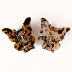 2pcs Leopard Pattern Butterfly Hair Claw Clip for Women Girls