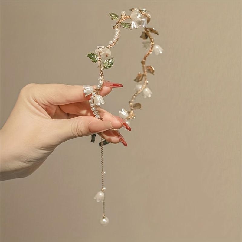 Faux Lily Flower Hair Hoop for Wedding Holiday Daily Use