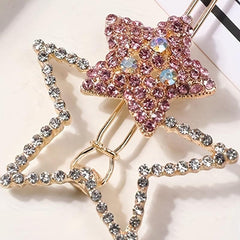Crystal Star Hair Clip Rhinestone Sparkle Barrette Colorful Hairclip Women Girls