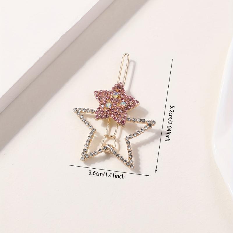 Crystal Star Hair Clip Rhinestone Sparkle Barrette Colorful Hairclip Women Girls