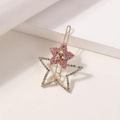 Crystal Star Hair Clip Rhinestone Sparkle Barrette Colorful Hairclip Women Girls