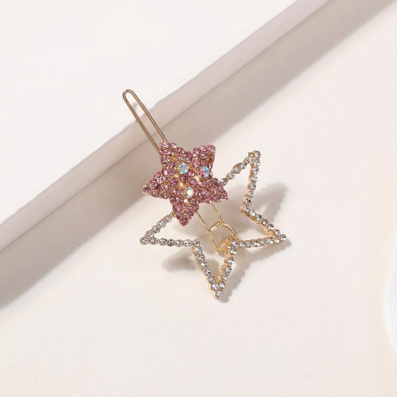 Crystal Star Hair Clip Rhinestone Sparkle Barrette Colorful Hairclip Women Girls