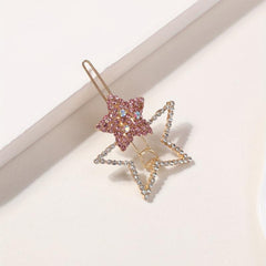 Crystal Star Hair Clip Rhinestone Sparkle Barrette Colorful Hairclip Women Girls