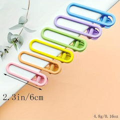 6pcs Candy Duck Billed Clip Hollow Rectangle Metal Hair Clip For Side Hair Bang