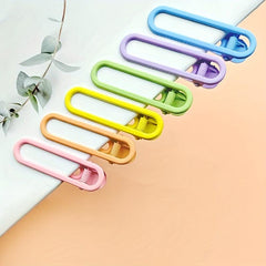 6pcs Candy Duck Billed Clip Hollow Rectangle Metal Hair Clip For Side Hair Bang