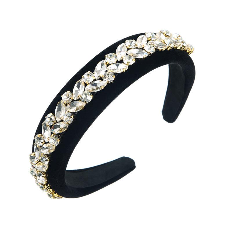 Baroque Rhinestone Leaves Headband Retro Style Hair Accessories Headdress