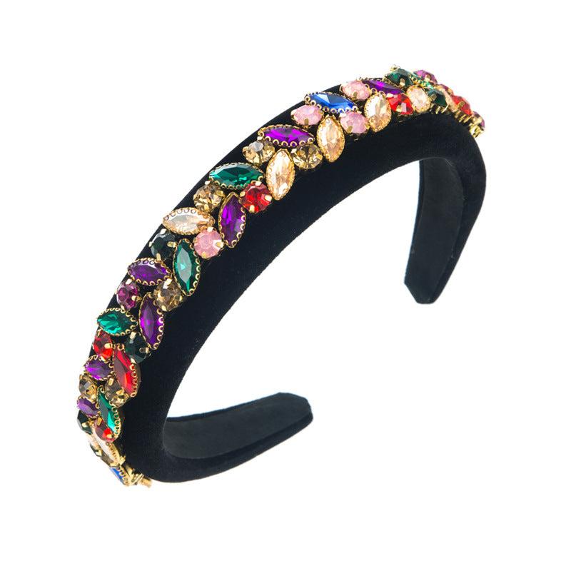 Baroque Rhinestone Leaves Headband Retro Style Hair Accessories Headdress