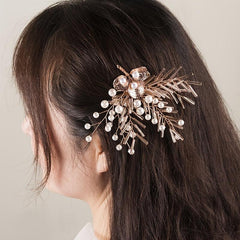 Rose Faux Pearl Hair Clip Wedding Hairpin Barrette Hair Ac