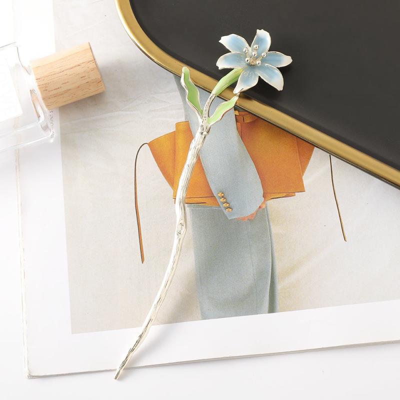 Flower Hair Pin Floral Hair Stick Ponytail Holder Hair Accessories
