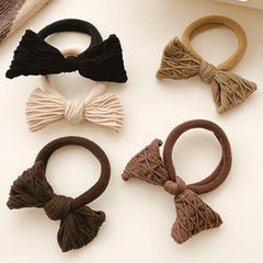 5pcs Bowknot Hair Tie Solid Winter Hair Accessories Women