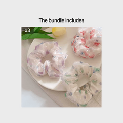 3pcs Polka Dot Mesh Scrunchie Hair Tie