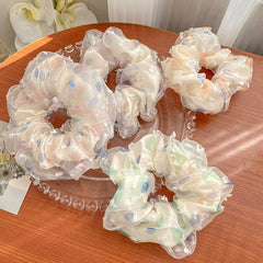 3pcs Polka Dot Mesh Scrunchie Hair Tie