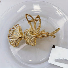 Ginkgo Leaf Claw Clip Silver Gold Hair Clip Large Shark Claw Thick Hair