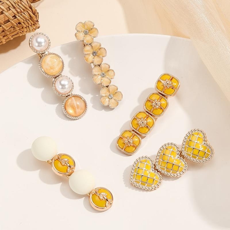 5pcs Heart Flower Faux Pearl Hairclip Hairpin Set Daily Party Accessories