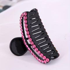 Pink Rhinestone Hair Claw Ponytail Holder Women Girls Hair Claw Clip