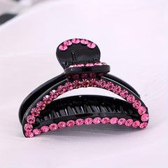 Pink Rhinestone Hair Claw Ponytail Holder Women Girls Hair Claw Clip