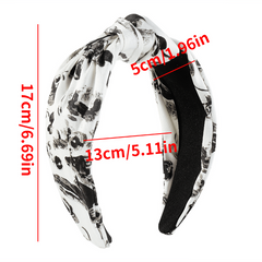 Tie Dye Print Hair Band Cross Knotted Headdress Wide Head Hoop Fabric Women Girl
