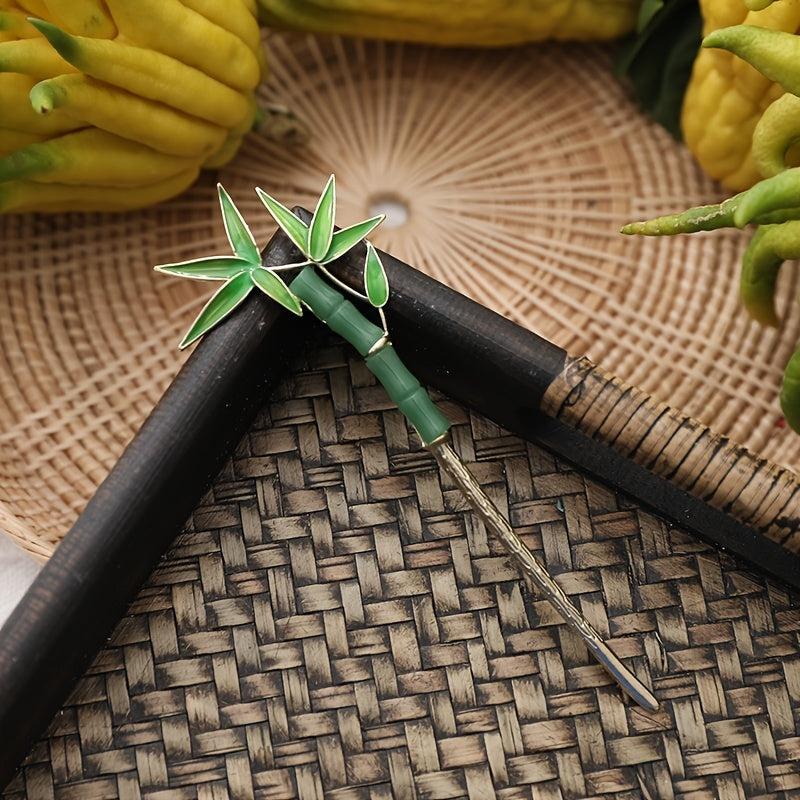 Vintage Tassel Hair Pin Chignon Hair Styling Accessory Green Bamboo