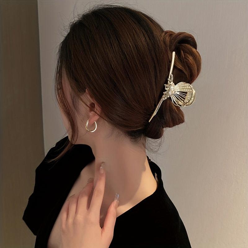 Faux Pearl Butterfly Hair Claw Large Back Head Hair Shark Claw