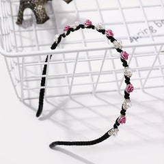 Faux Pearl Rhinestone Headband Flower Decor Head Hoop Hair Band