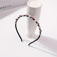 Faux Pearl Rhinestone Headband Flower Decor Head Hoop Hair Band