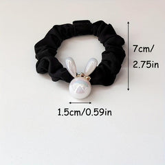 Holographic Rabbit Hair Rope Beaded Ponytail Holder