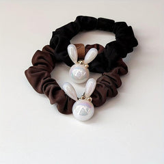 Holographic Rabbit Hair Rope Beaded Ponytail Holder