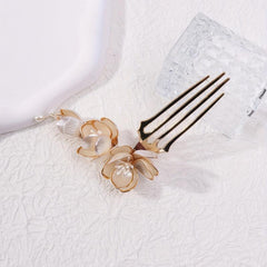 Sweet Faux Pearl Hair Pin Metal Hair Fork for Ponytail Bun Girls Party Wedding