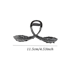 Alloy Feather Hair Claw Ponytail Holder Nonslip Clip