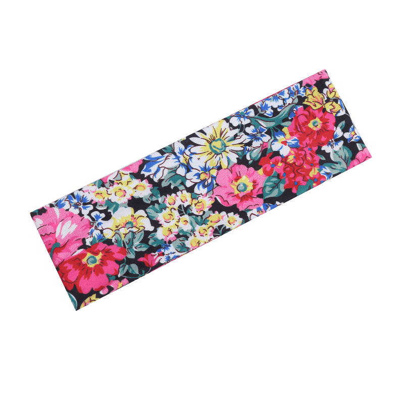 Flower Printed Headband Sports Yoga Sweat Absorption Elastic Hairband