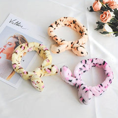 Flannel Headband Leopard Pattern Bow Hair Sports Wash Face Spa Makeup Hairband