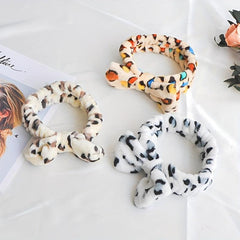Flannel Headband Leopard Pattern Bow Hair Sports Wash Face Spa Makeup Hairband
