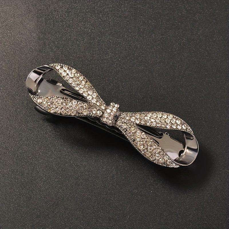 Rhinestone Bow Hair Clip French Barrette Ponytail Clip Hair Accessories