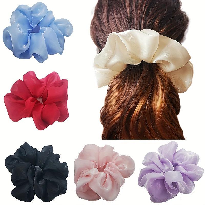 6pcs Silky Scrunchies Hair Tie Solid Hair Rope Hair Accessories For Women Girls