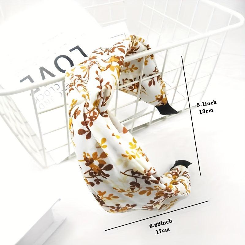 Floral Cross Knotted Hairband Wide Brim Headband Hair Accessories