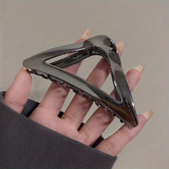 Triangle Shark Clip Silvery Hair Claw Nonslip Ponytail Holder