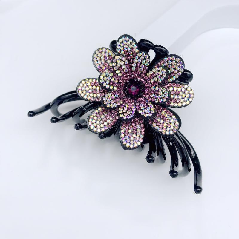 Colorful Rhinestone Flower Hair Claw Clip Octopus Hair Claw for Women Girls