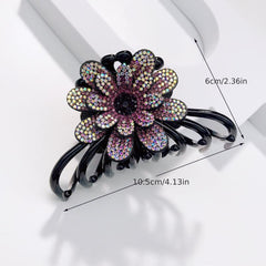 Colorful Rhinestone Flower Hair Claw Clip Octopus Hair Claw for Women Girls