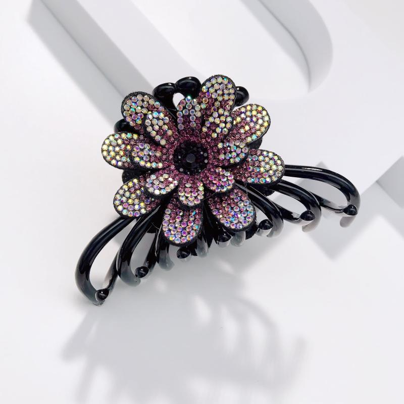Colorful Rhinestone Flower Hair Claw Clip Octopus Hair Claw for Women Girls