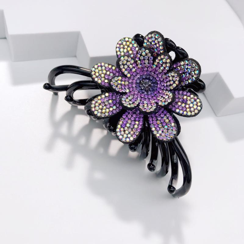 Colorful Rhinestone Flower Hair Claw Clip Octopus Hair Claw for Women Girls