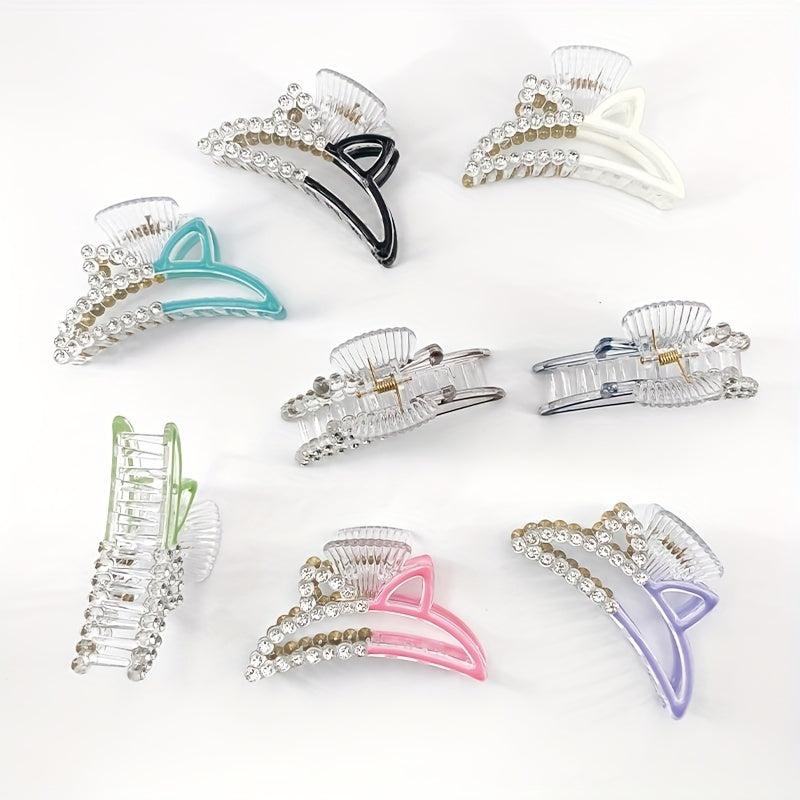 Rhinestone Car Ears Hair Claw Nonslip Ponytail Holder