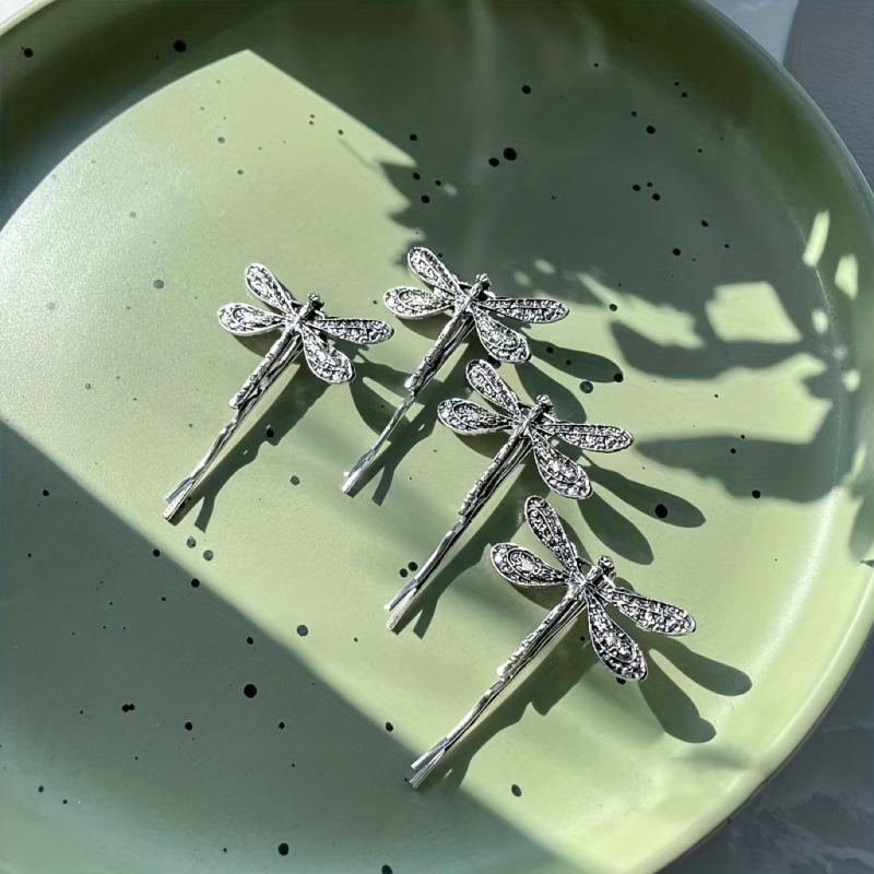 2pcs Alloy Dragonfly Hairpin for Side Hair, Sweet Hair Clip