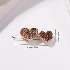 Rhinestone Heart Hair Clip Side Clip Hair Accessories