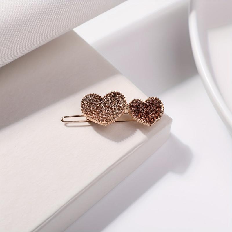 Rhinestone Heart Hair Clip Side Clip Hair Accessories