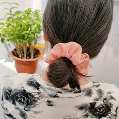 2pcs Flower Pattern Scrunchies Hair Tie Sweet Seamless Elastic Ponytail Holder
