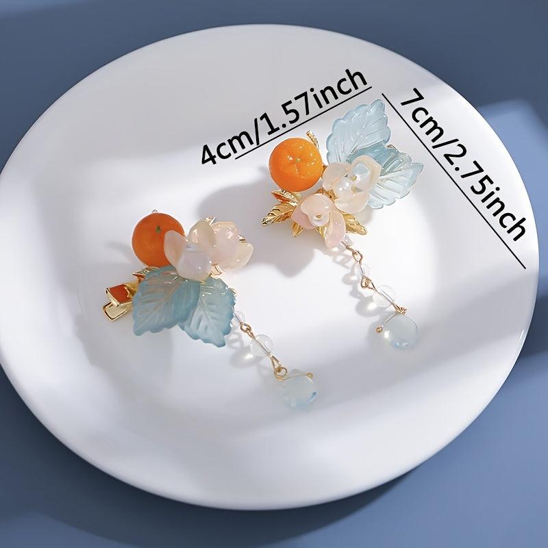 Vintage Chinese Style Orange Hair Pin Cheongsam Hair Accessories