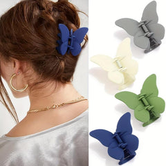 Frosted Butterfly Hair Claw Solid Style Nonslip Ponytail Holder