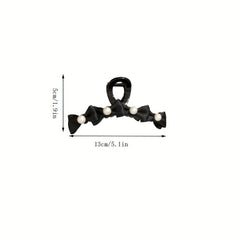 Sweet Bow Faux Pearl Hair Claw for Women Girls